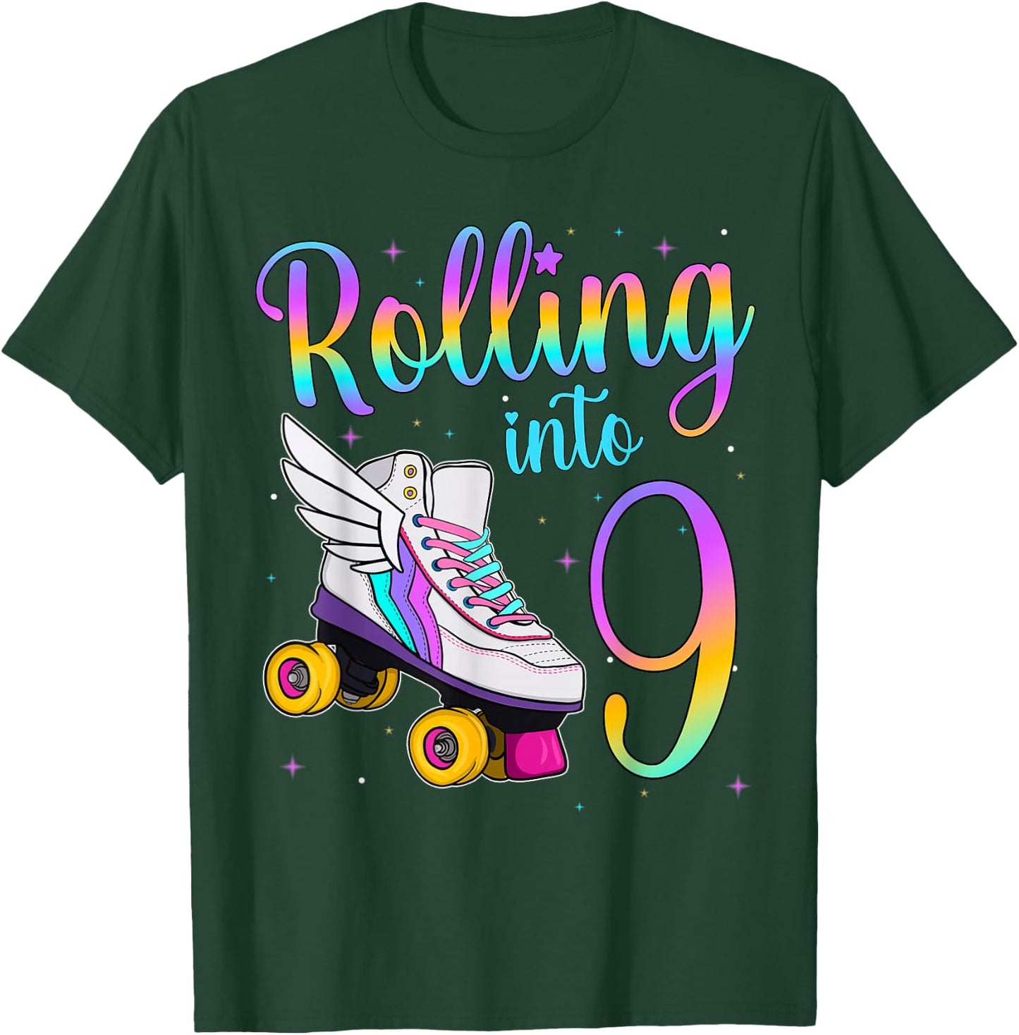 Rolling Into 9 Years. Lets Roll I'm Turning 9 Roller Skates T-Shirt - T-Shirt | Forest
