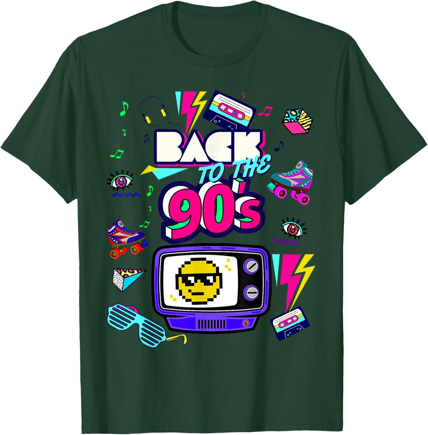 Men's Women's Kids Vintage Retro Back To 90's Graphic Design T-Shirt - T-Shirt | Forest