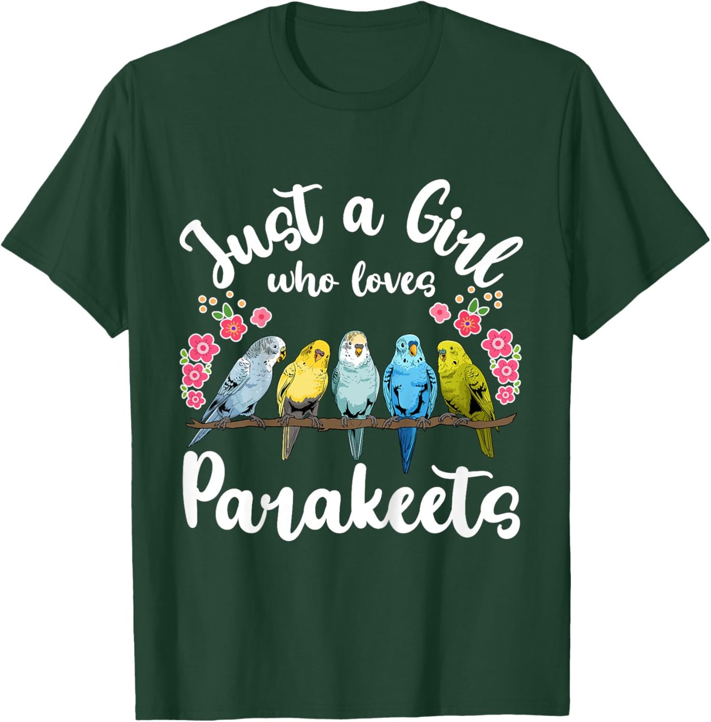 Kids Parakeet Birds Just a Girl Who Loves Parakeets T-Shirt - T-Shirt | Forest