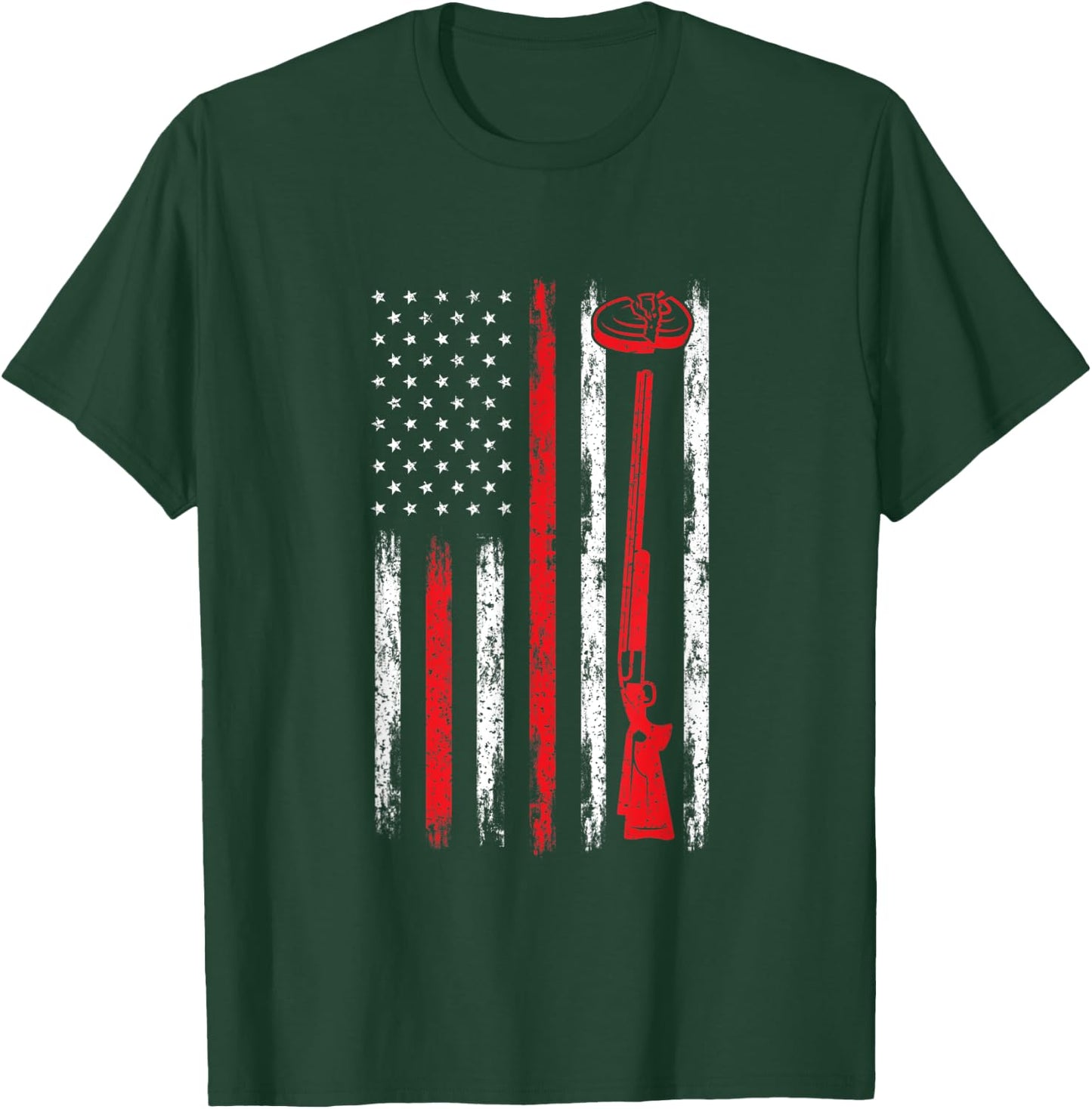 Clay Pigeon Shooting USA American Flag - Trap Rifle Firearm Women Men T-Shirt - T-Shirt | Forest
