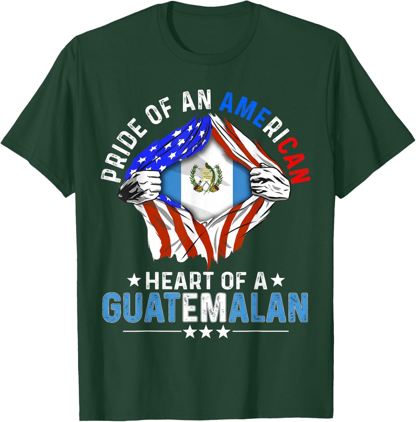 Guatemalan American America Pride Foreign Guatemala Flag T-Shirt - T-Shirt | Forest