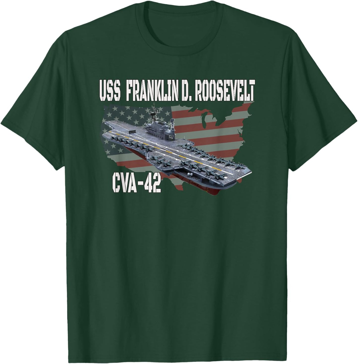 USS Franklin D. Roosevelt CVA-42 Aircraft Carrier Veterans T-Shirt - T-Shirt | Forest