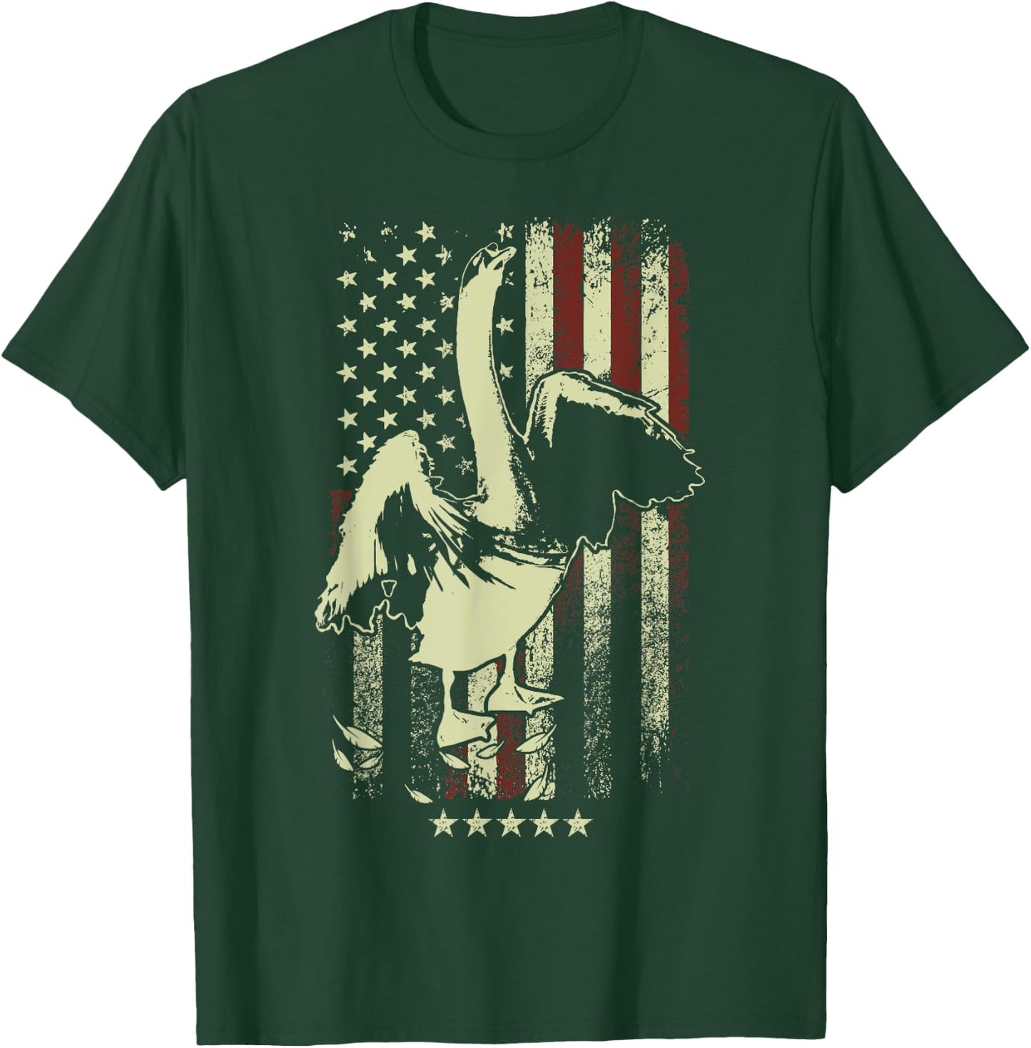 USA American Flag Hunters - Hunting Mute Swan Bird T-Shirt - T-Shirt | Forest