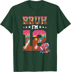 Bruh 12th Birthday Boy Football Ice Cream Drip 12 Year Old T-Shirt - T-Shirt | Forest