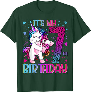 7 Year Old Gifts Unicorn Flossing 7th Birthday Girl Party T-Shirt - T-Shirt | Forest
