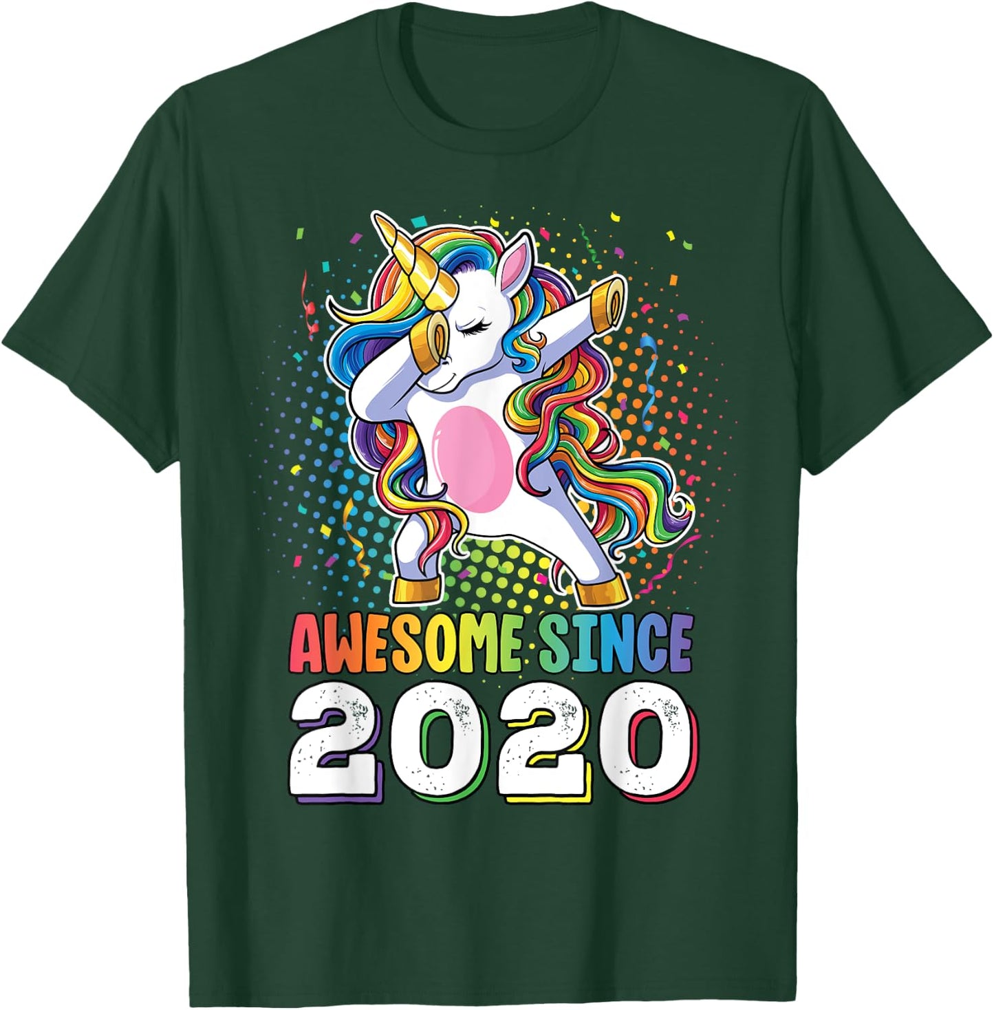 Awesome Since 2020 Girls Boys Dabbing Unicorn Birthday T-Shirt - T-Shirt | Forest