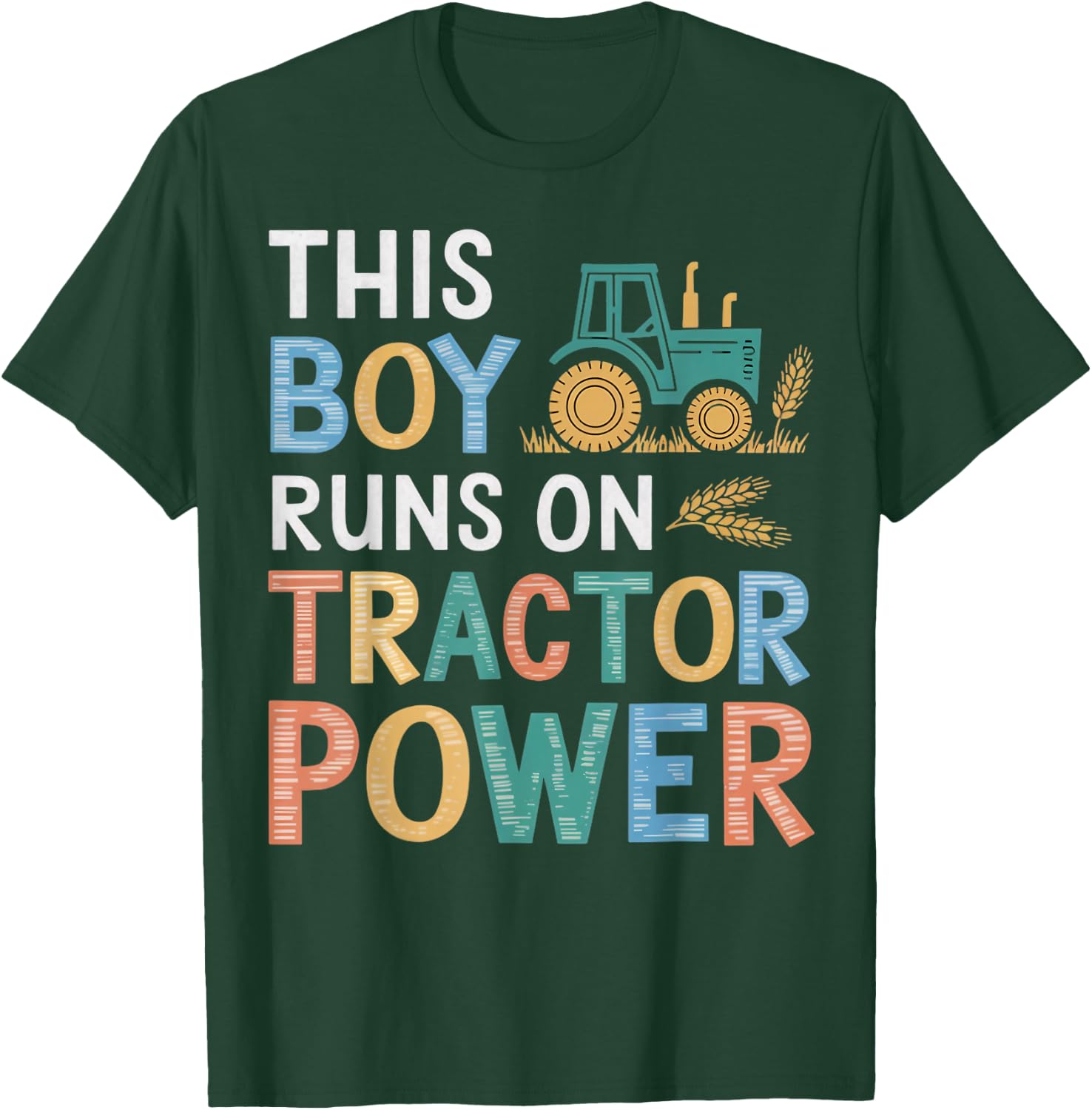 Boy Runs On Tractor Farmer Agriculture Farming Farm Tractor T-Shirt - T-Shirt | Forest