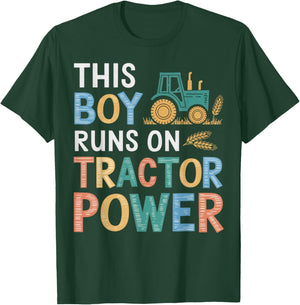 Boy Runs On Tractor Farmer Agriculture Farming Farm Tractor T-Shirt - T-Shirt | Forest