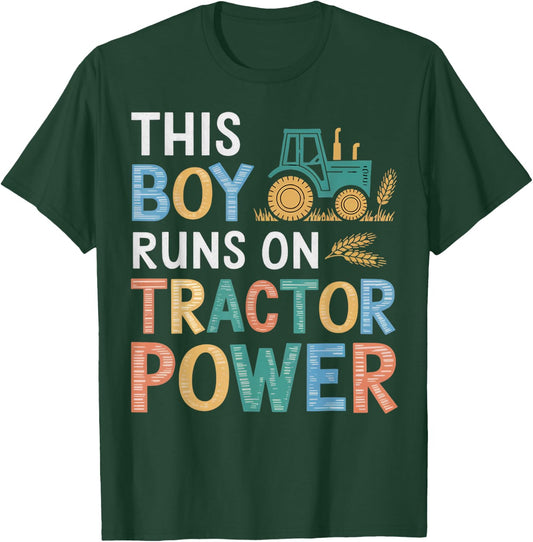 Boy Runs On Tractor Farmer Agriculture Farming Farm Tractor T-Shirt - T-Shirt | Forest