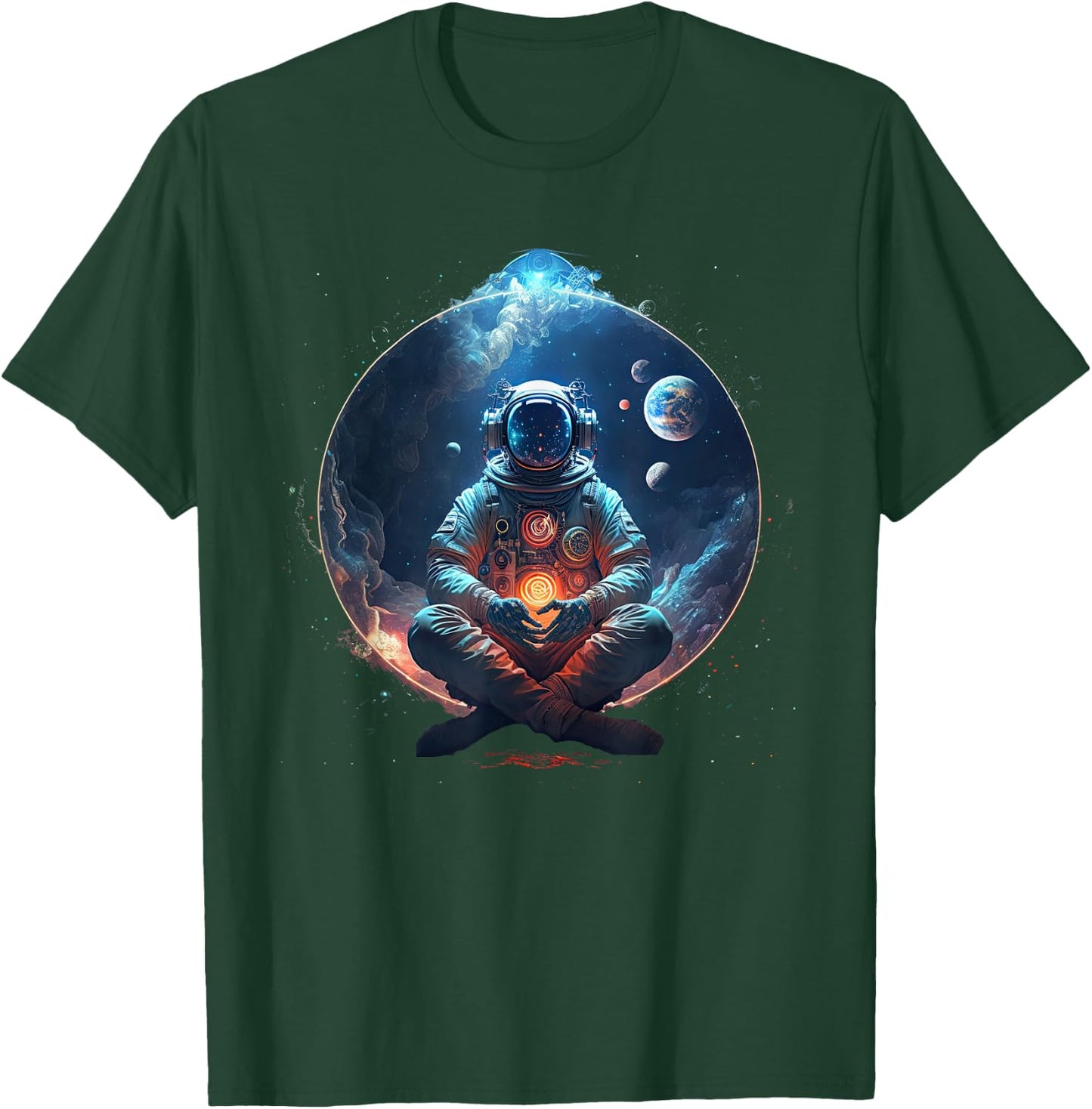 Meditating Astronaut Planets Meditation Astral Travel T-Shirt - T-Shirt | Forest