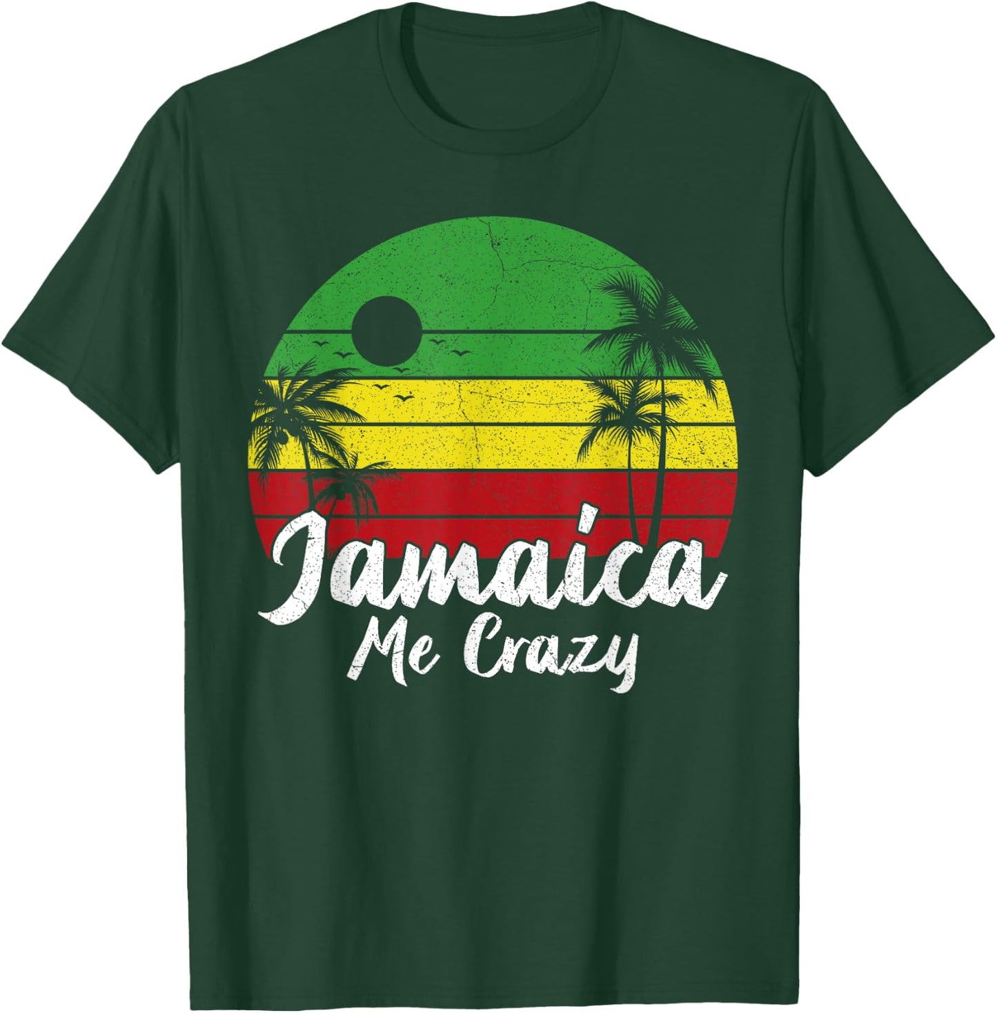 Palm Tree Vintage Retro Sunset Jamaica Me Crazy Summer T-Shirt - T-Shirt | Forest