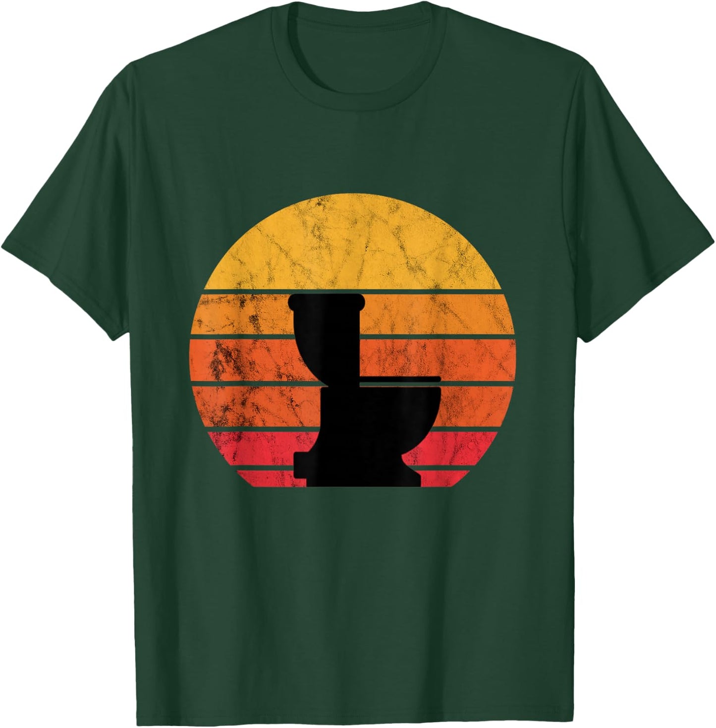 Toilet bowl plumber retro sunset pipefitter plumbing T-Shirt - T-Shirt | Forest