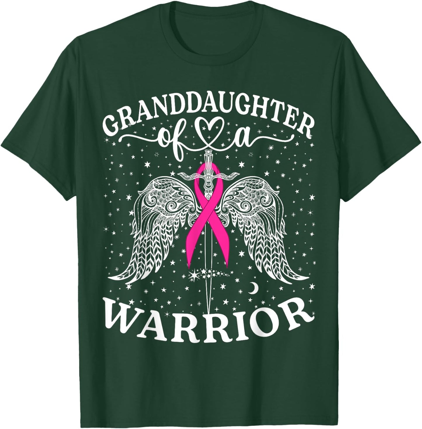 Granddaughter Of A Warrior Breast Cancer Awareness Support T-Shirt - T-Shirt | Forest