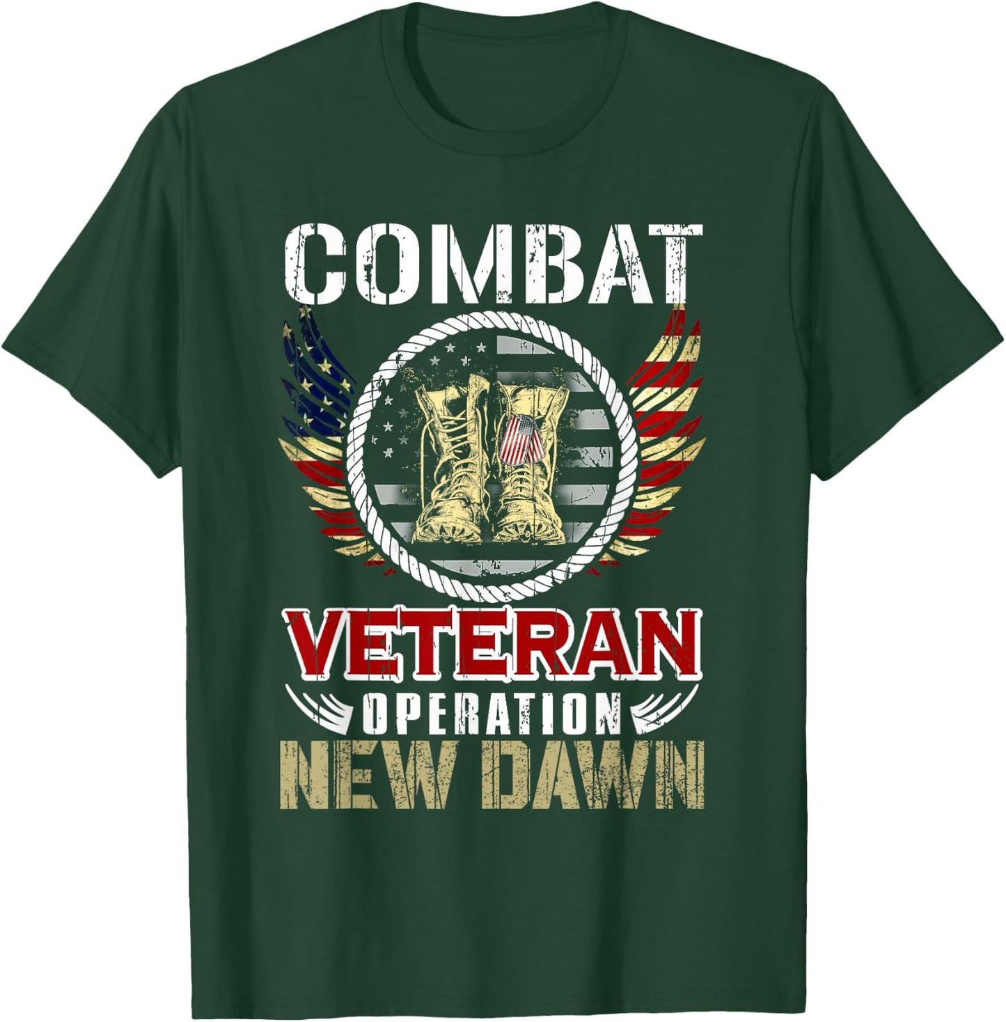 Combat Veteran New Dawn American Military T-Shirt - T-Shirt | Forest