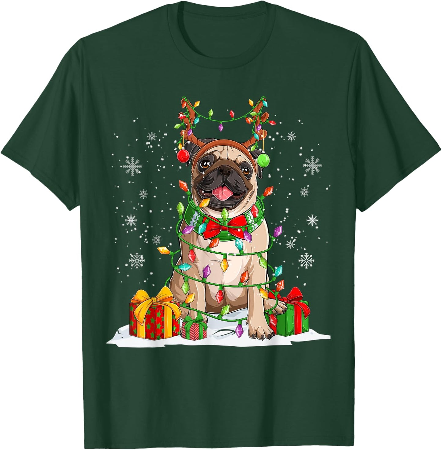 Ugly Pug Christmas Sweater Pajama Men Family T-Shirt - T-Shirt | Forest