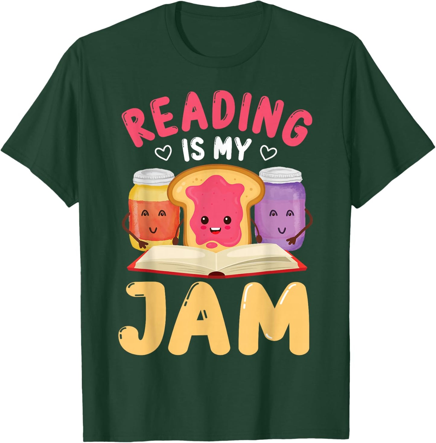 Reading Is My Jam Funny I Love to Read Books T-Shirt - T-Shirt | Forest