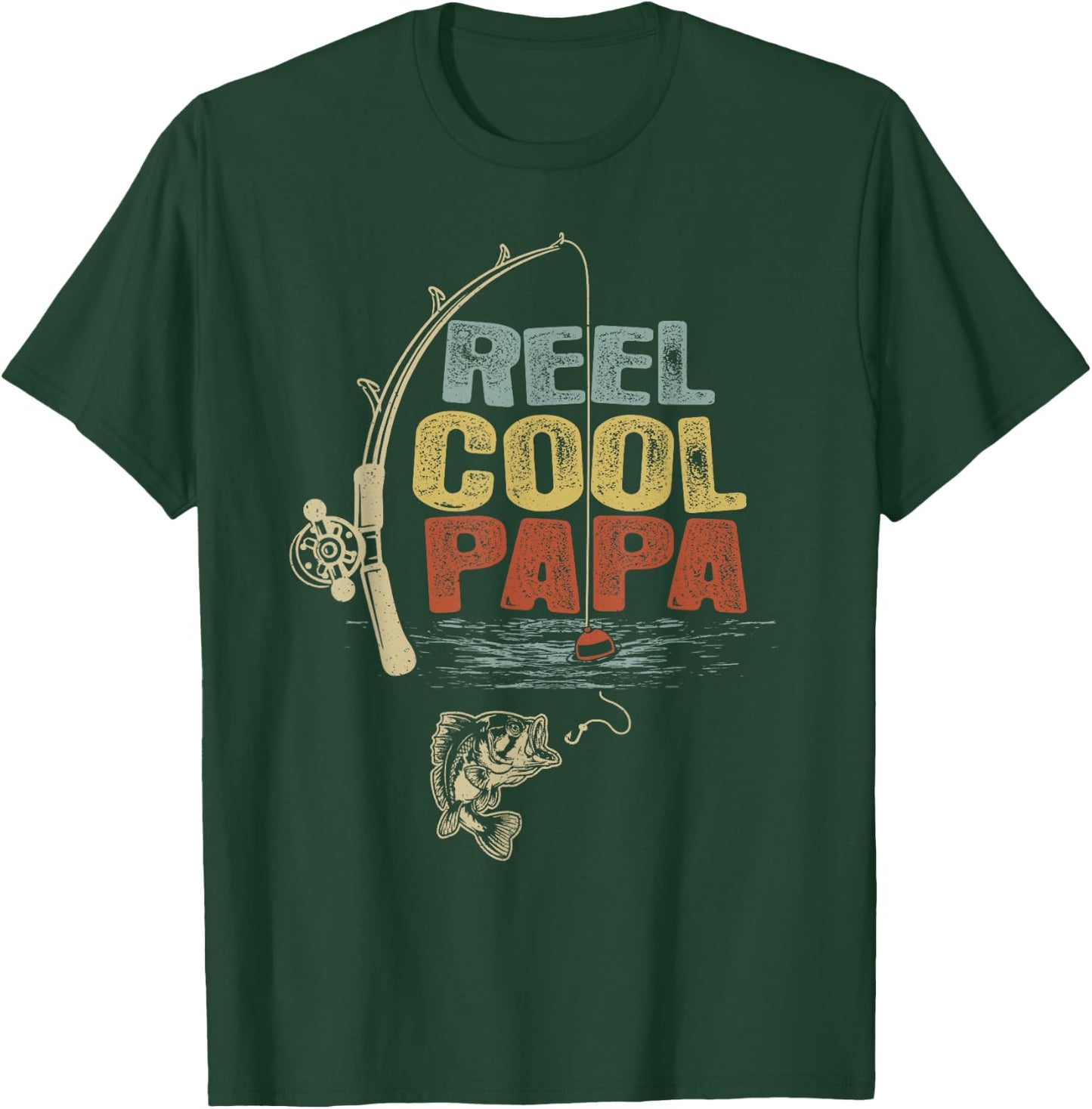 Funny Fisherman Vintage Reel Cool Papa T-Shirt - T-Shirt | Forest