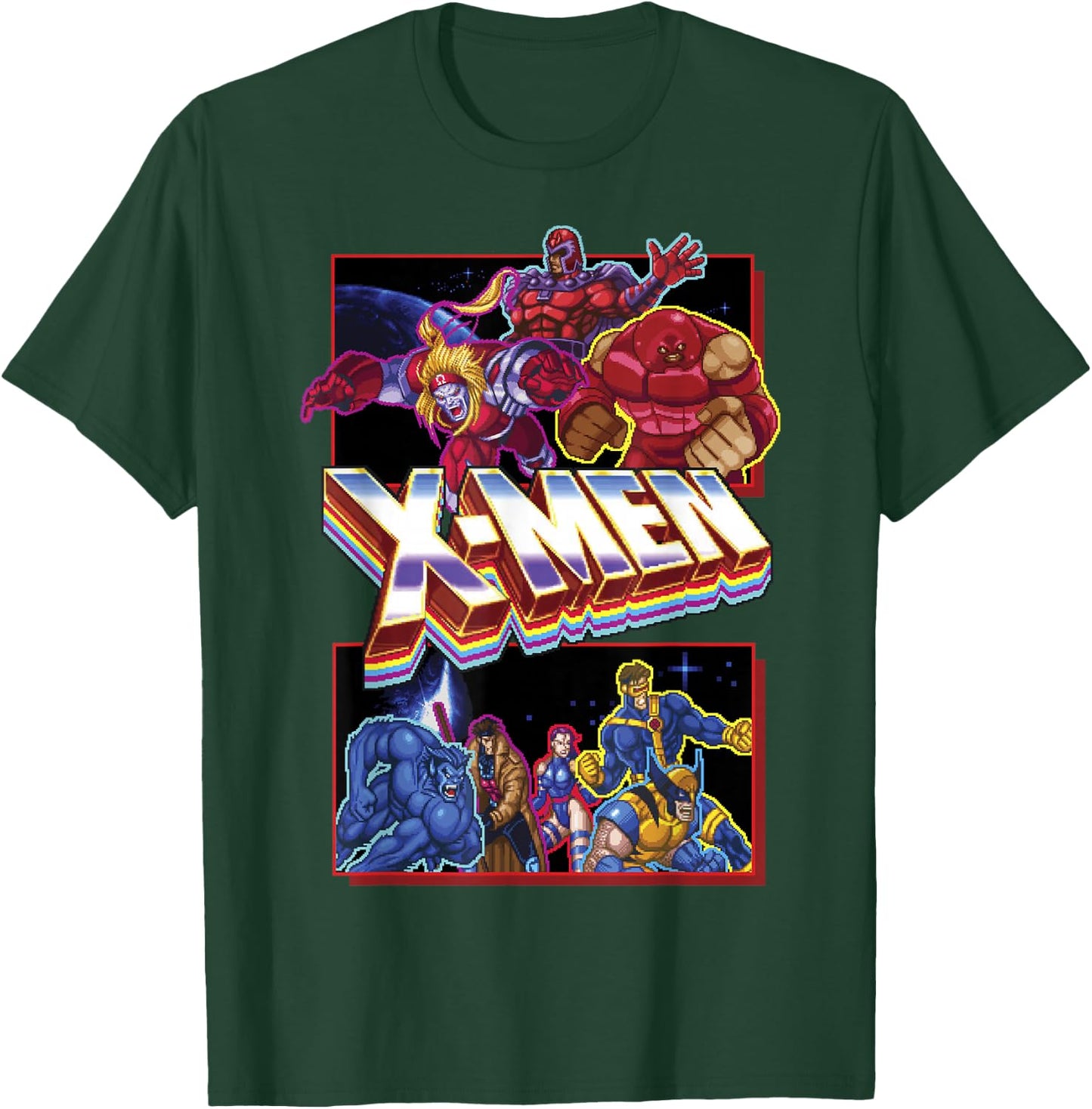 Marvel X-Men Classic Retro Video Game Logo Panels T-Shirt - T-Shirt | Forest