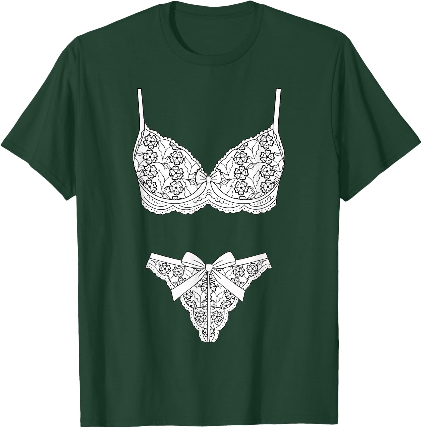 Sexy Lace Lingerie Set Print Bridal Party Honeymoon T-Shirt - T-Shirt | Forest