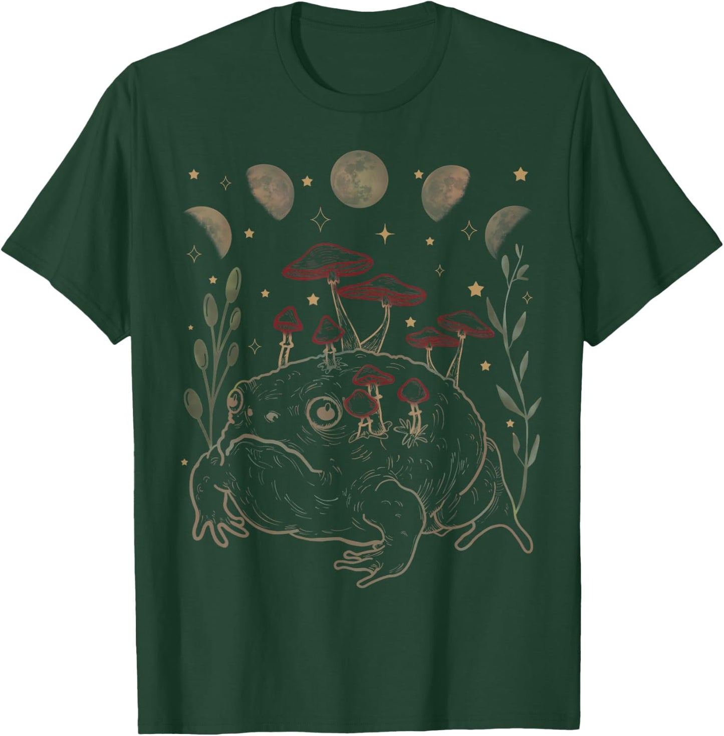 Dark Academia Moon Witchy Goblincore Aesthetic Frog T-Shirt - T-Shirt | Forest