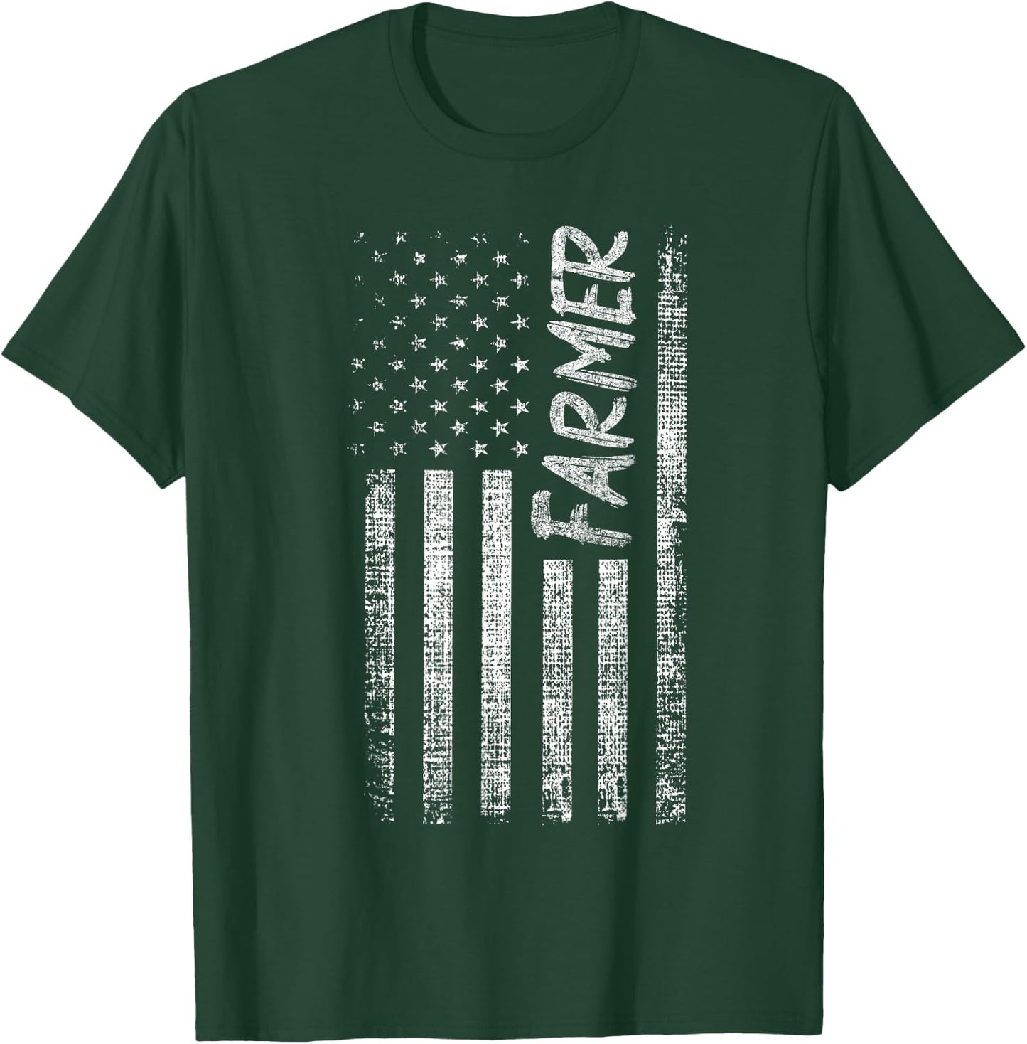 American USA Flag Farmer Rancher Farming T-Shirt - T-Shirt | Forest