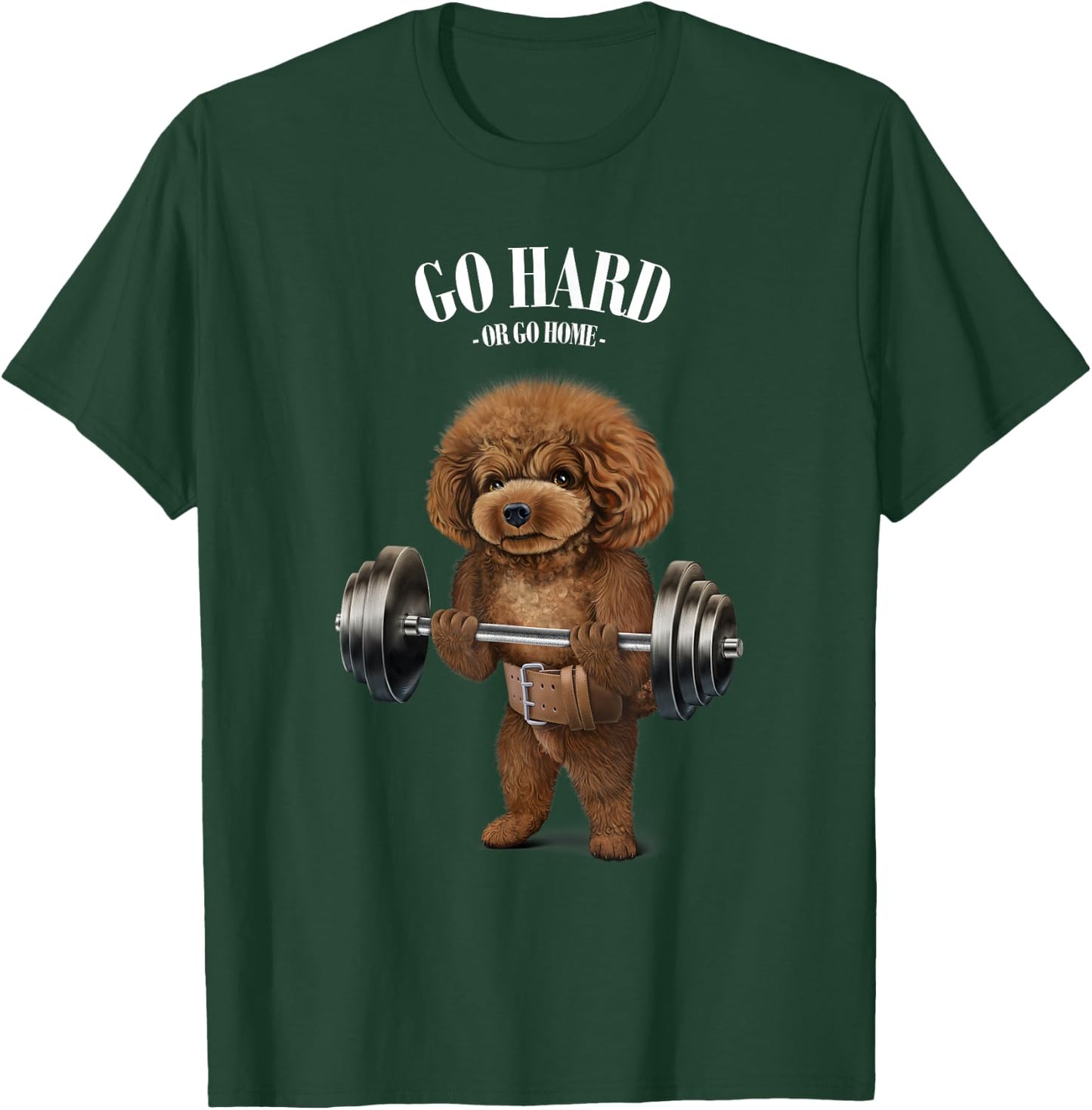Poodle Dog Weightlifting in Fitness Gym T-Shirt - T-Shirt | Forest