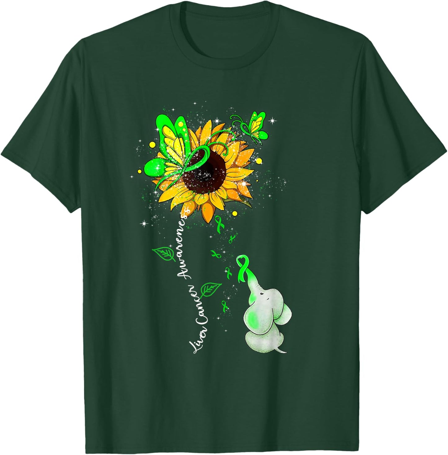 Liver Cancer Awareness Sunflower Elephant Men T-Shirt - T-Shirt | Forest