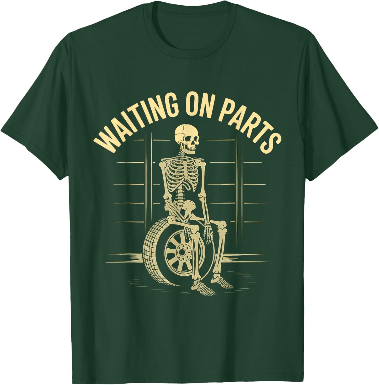 Funny Waiting On Parts Mechanic Skeleton Auto Repair Life T-Shirt - T-Shirt | Forest