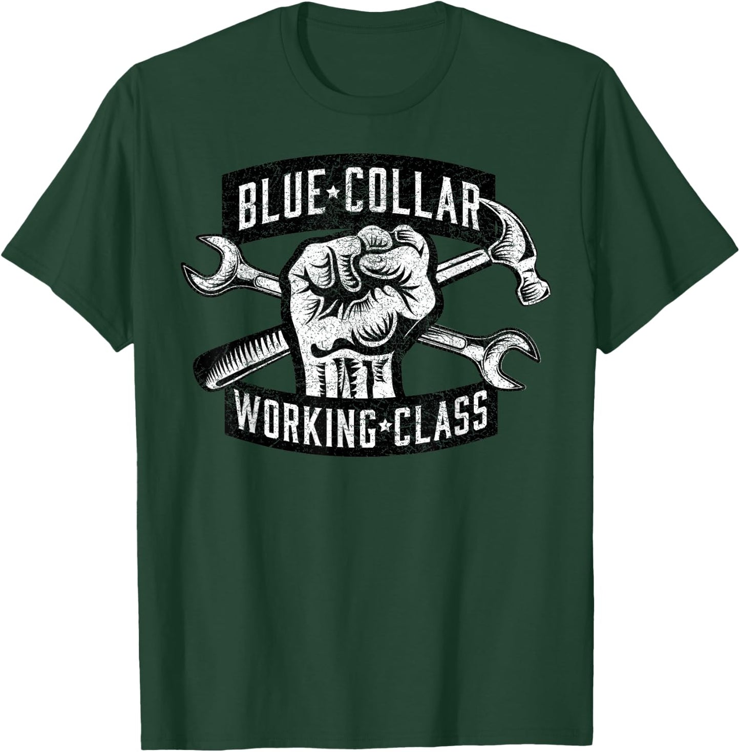 Blue Collar Working Class Dirty Hands Mechanic Tools T-Shirt - T-Shirt | Forest