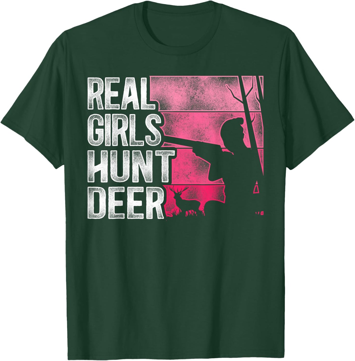 Buck Deer Hunting Hunter Girl Vintage Real Girls Hunt Deer T-Shirt - T-Shirt | Forest