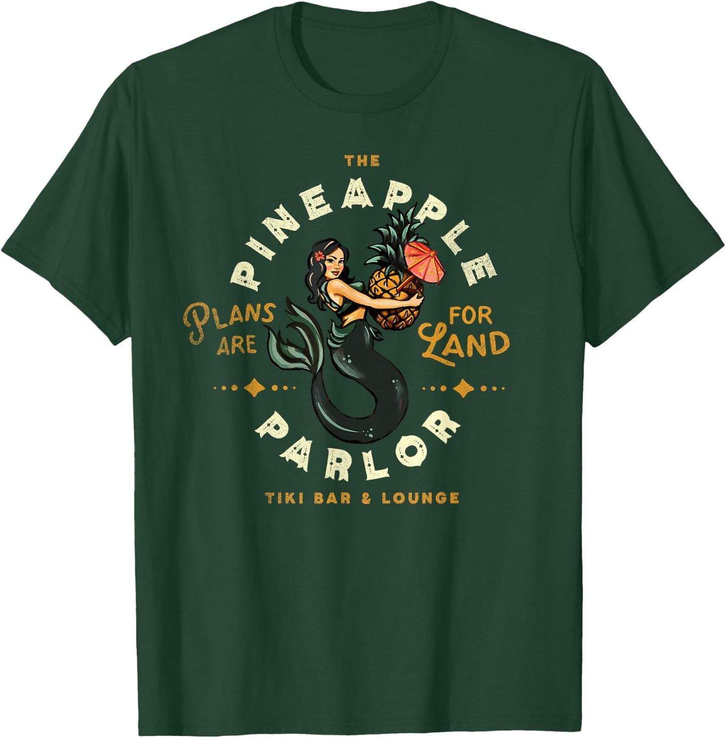 The Pineapple Parlor: Vintage Nautical Pinup Mermaid Travel T-Shirt - T-Shirt | Forest