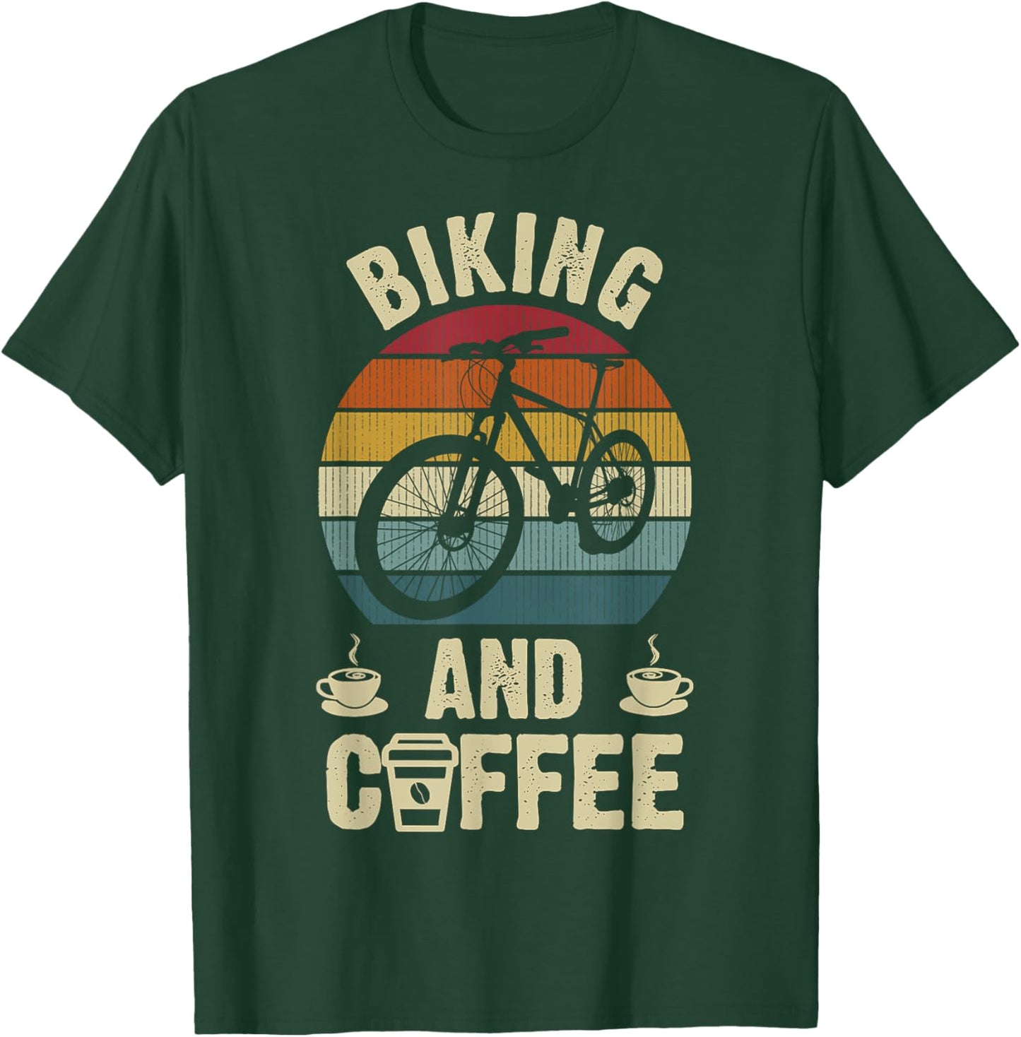 I like Biking & Coffee Funny vintage Sports lover Bicycle T-Shirt - T-Shirt | Forest