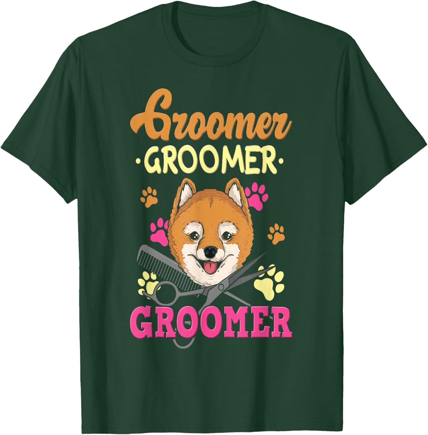 Pet Groomer I Dog Grooming Uniform I Dog Groomer T-Shirt - T-Shirt | Forest