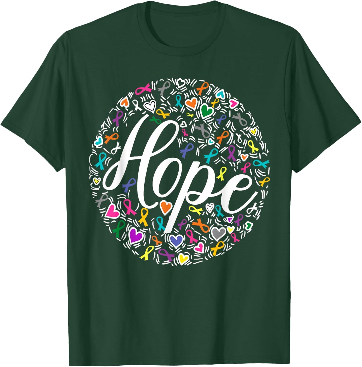 All Cancer Awareness Pink Grey Ribbon Hope Survivor T-Shirt - T-Shirt | Forest