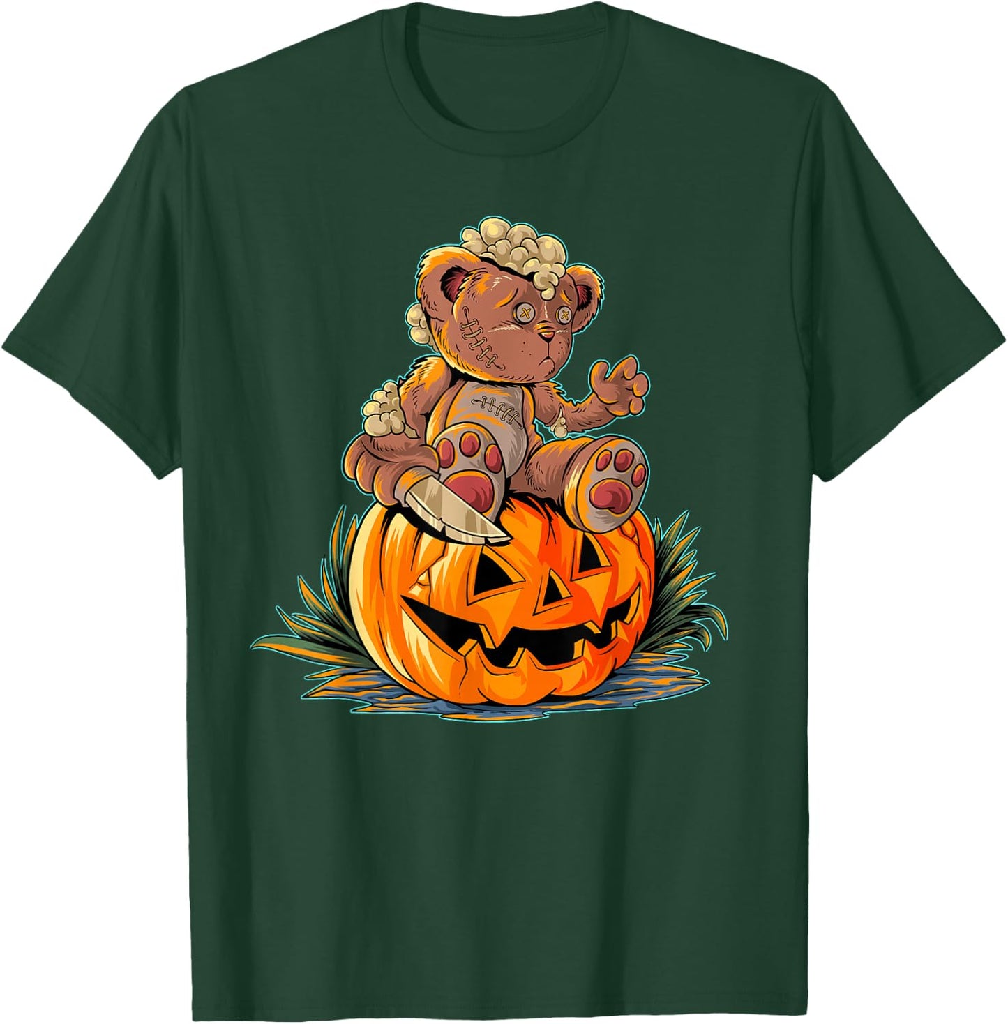 Halloween Spooky Teddy Bear, Pumpkin T-Shirt - T-Shirt | Forest