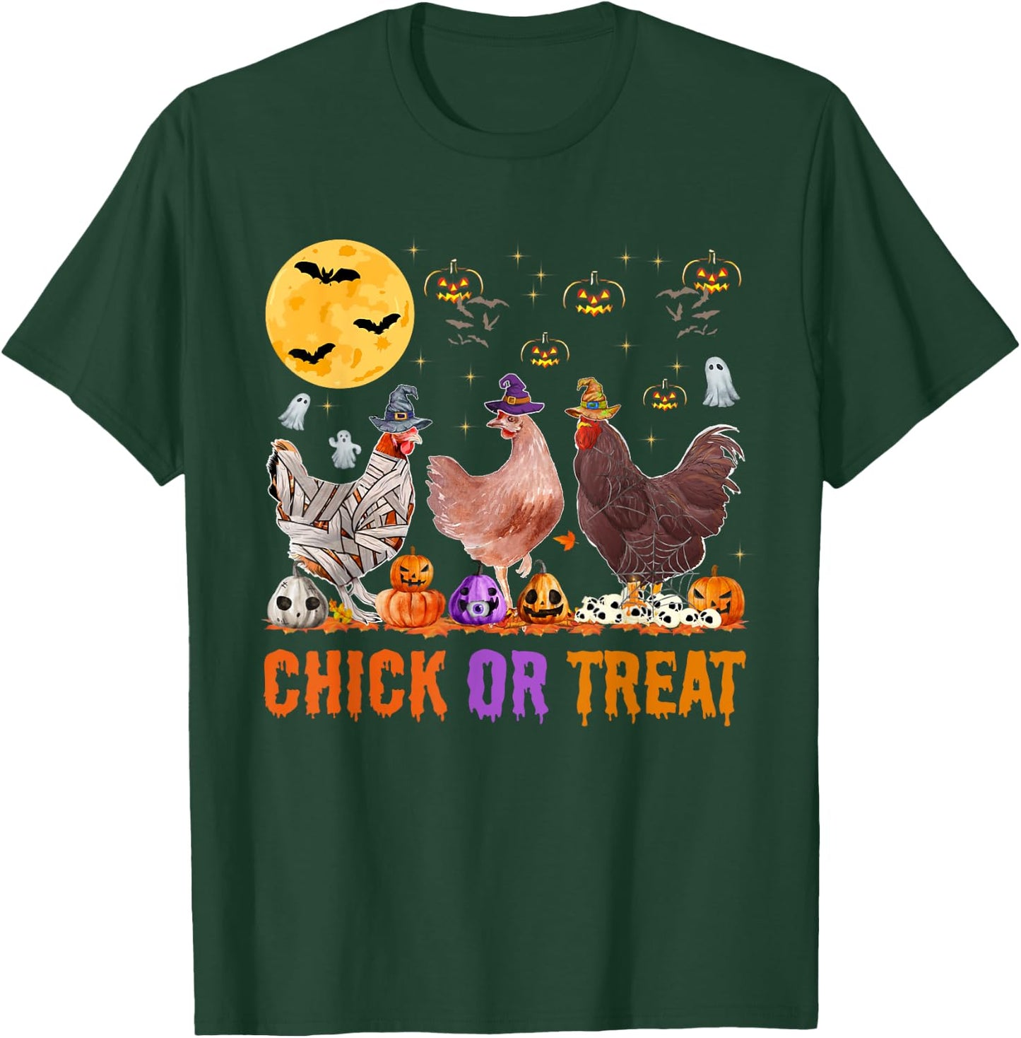 Fall Halloween Chicken Pumpkin Chick Or Treat Spooky T-Shirt - T-Shirt | Forest