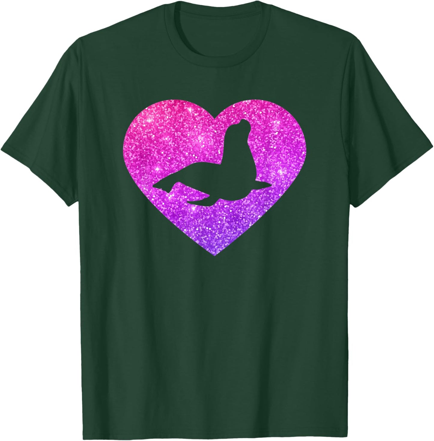 Cute Sea Lion Heart Gift Girls Teens And Women T-Shirt - T-Shirt | Forest