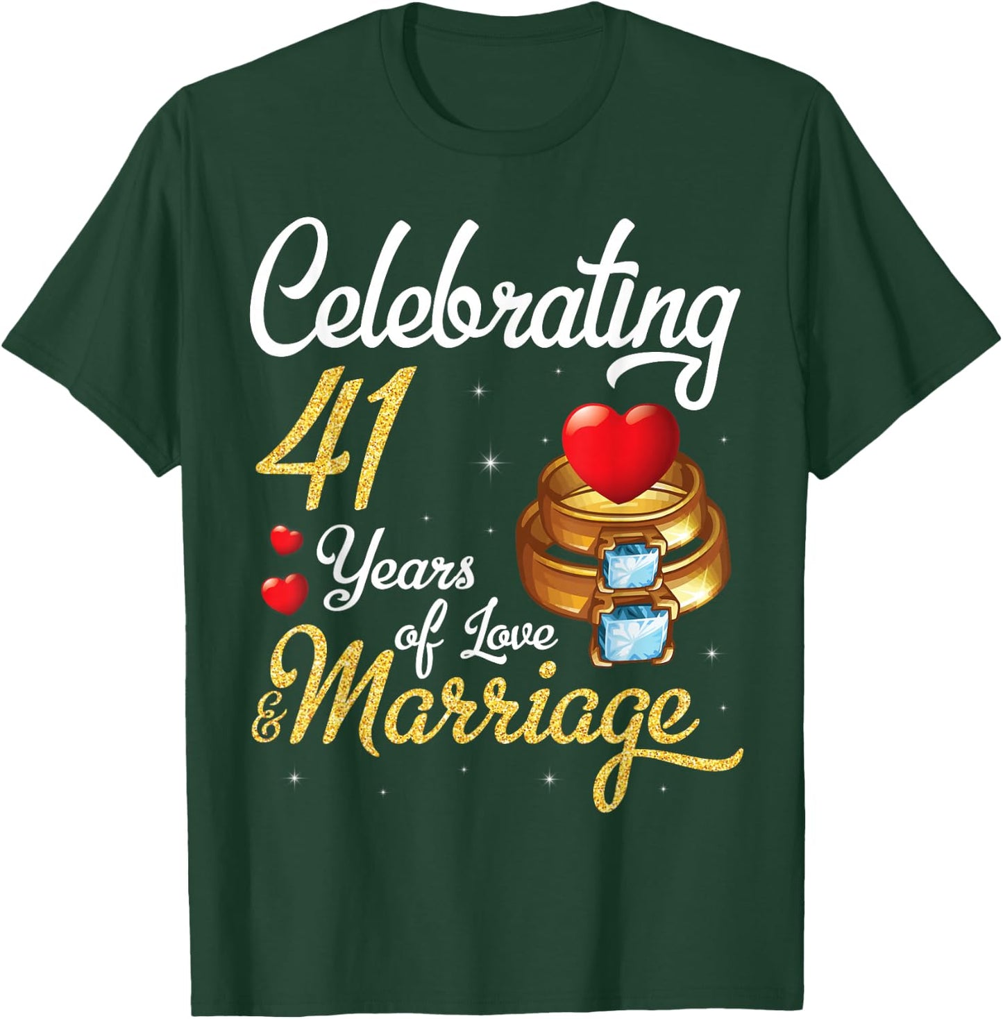 Husband & Wife Celebrating 41 Years Of Love Marriage Wedding T-Shirt - T-Shirt | Forest
