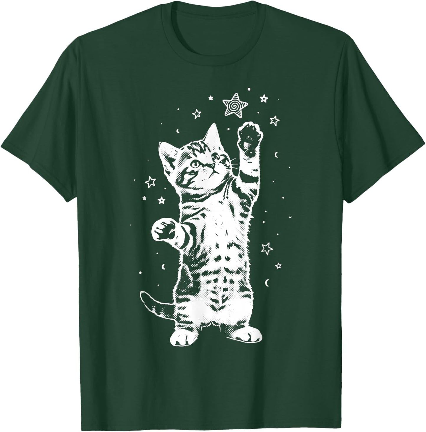 Cat Stars 2000s Aesthetic Vintage T-Shirt - T-Shirt | Forest