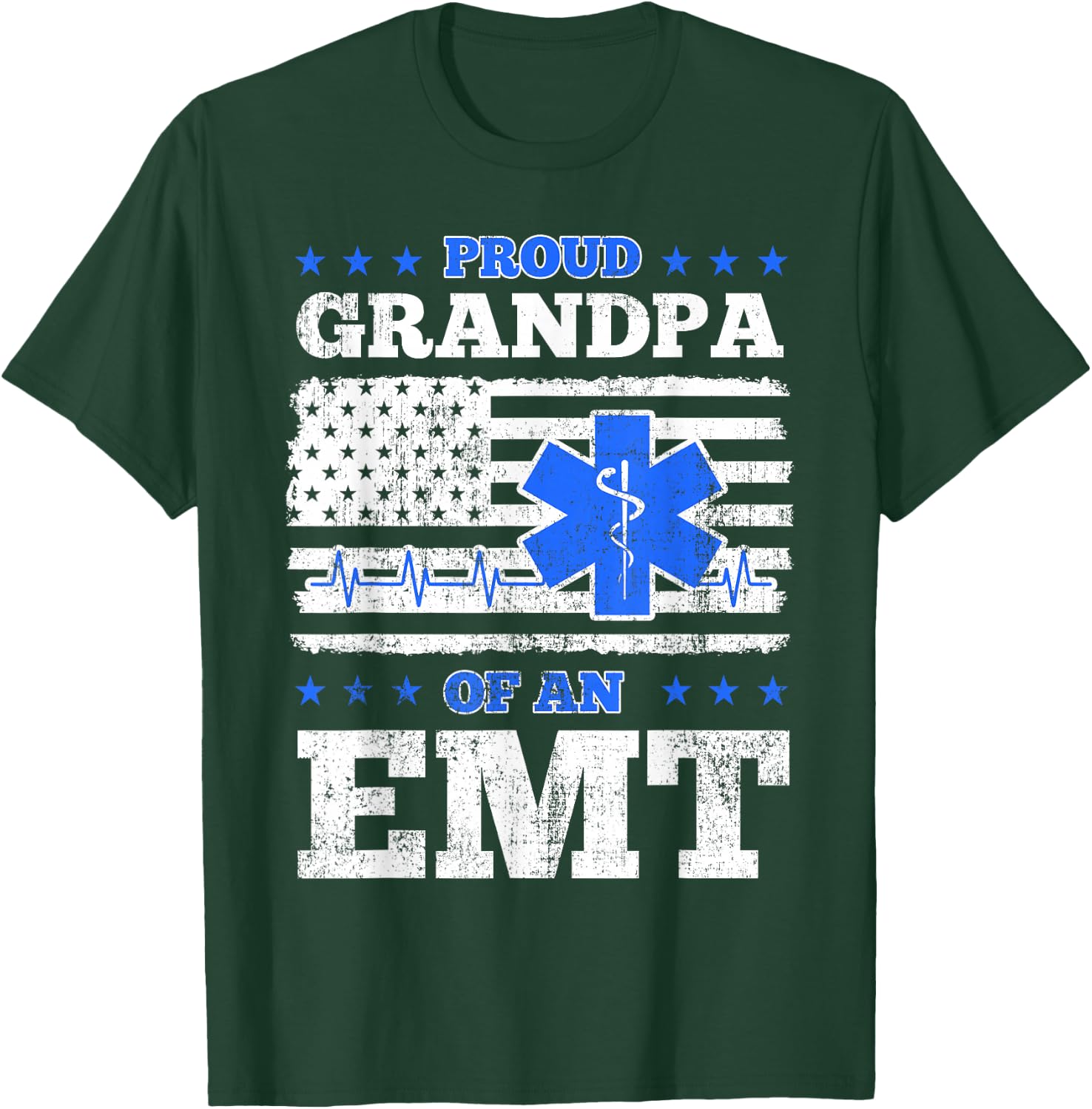 EMT Grandpa Medical Technician EMS Patriotic Indepencece Day T-Shirt - T-Shirt | Forest