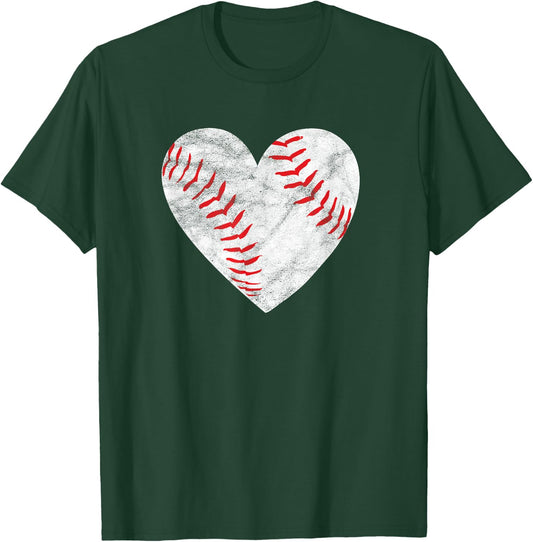 Baseball or Softball Heart Love Women's Teen Girls T-Shirt - T-Shirt | Forest