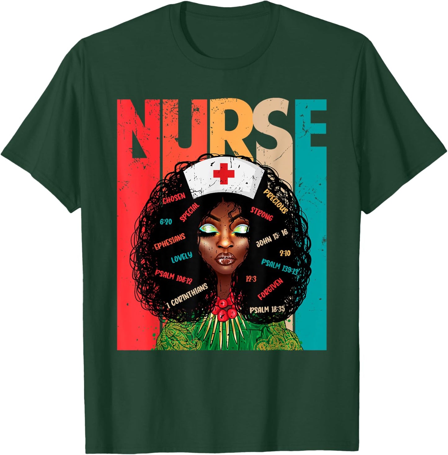 Retro Vintage Style Black Nurse Afro American Melanin Nurse T-Shirt - T-Shirt | Forest