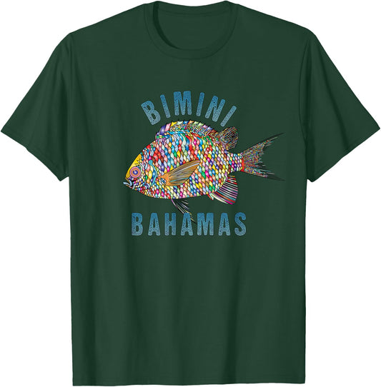 Bimini, Bahamas Beach Design / Souvenir Illustration T-Shirt - T-Shirt | Forest