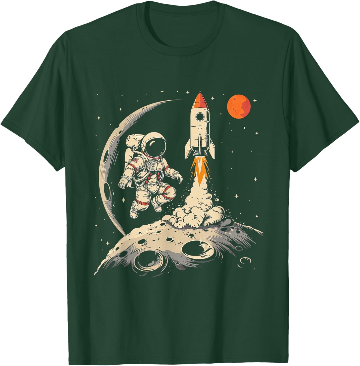 Space Rocket Astronaut with Planets and Moon Spaceship Kids T-Shirt - T-Shirt | Forest