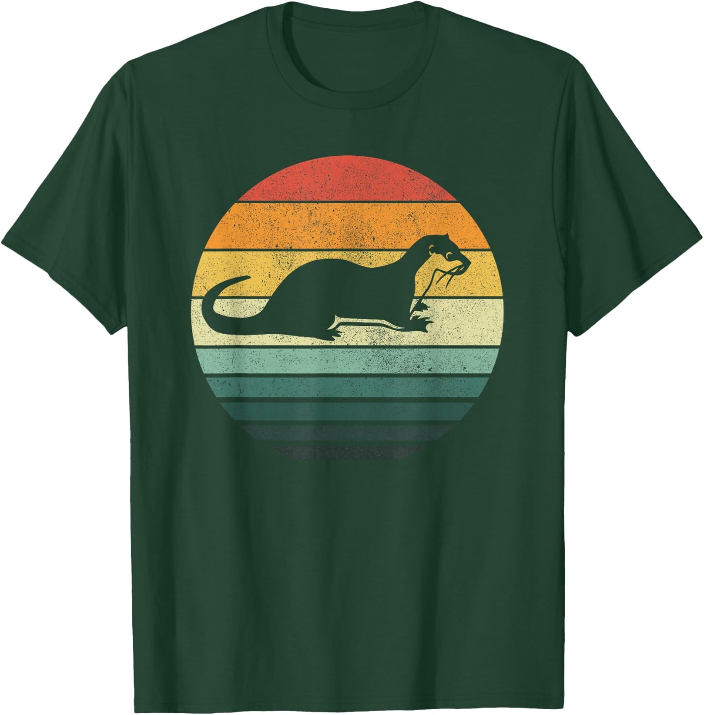 Sea Otter Animal Sunset Retro Vintage 70s Nature Lovers T-Shirt - T-Shirt | Forest