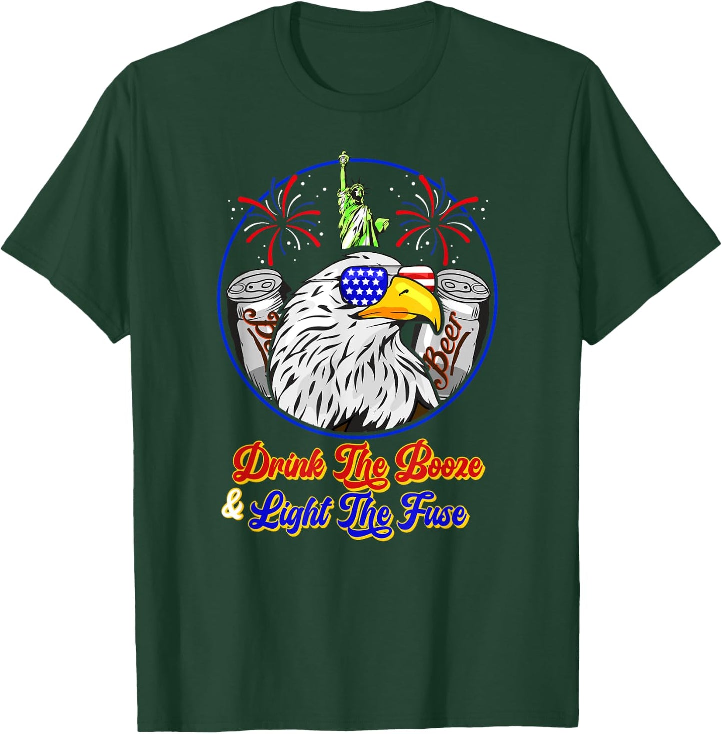 Drink The Booze Light The Fuse 4th Of July Beer Fireworks Men T-Shirt - T-Shirt | Forest