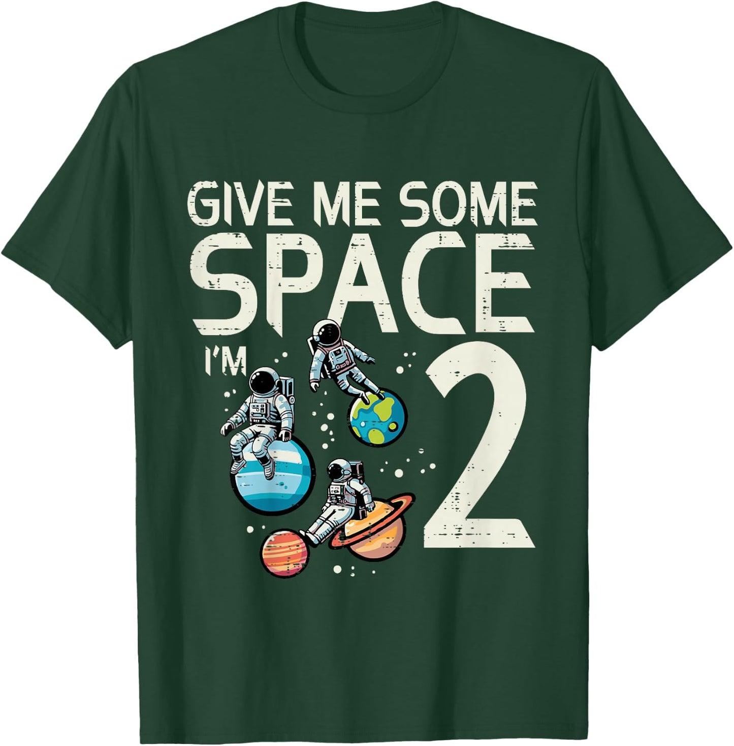Kids 2nd Birthday Astronaut Give Me Space 2 Year Old Bday Boys T-Shirt - T-Shirt | Forest