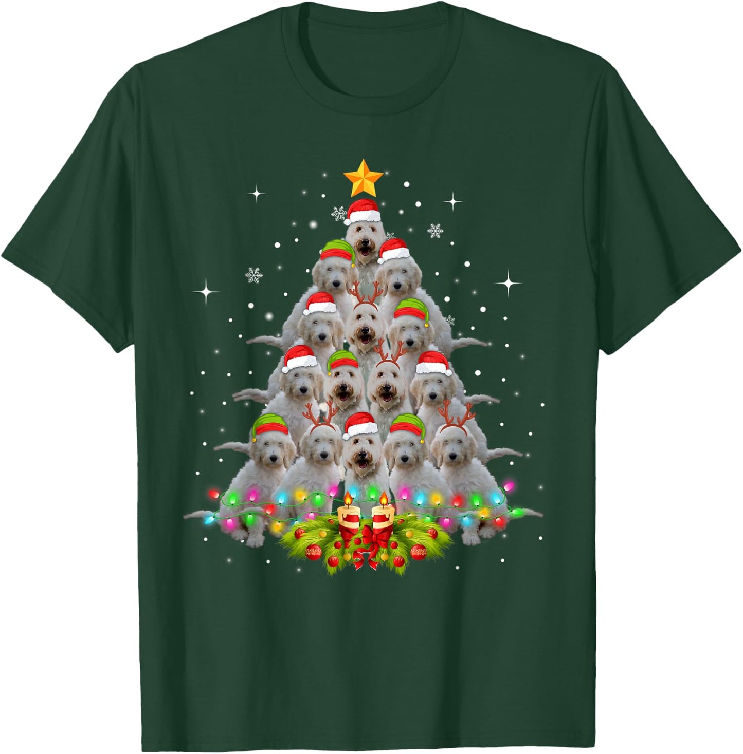 Goldendoodle Dog Tree Christmas Sweater Xmas Pet Dogs Gifts Women Kids T-Shirt - T-Shirt | Forest