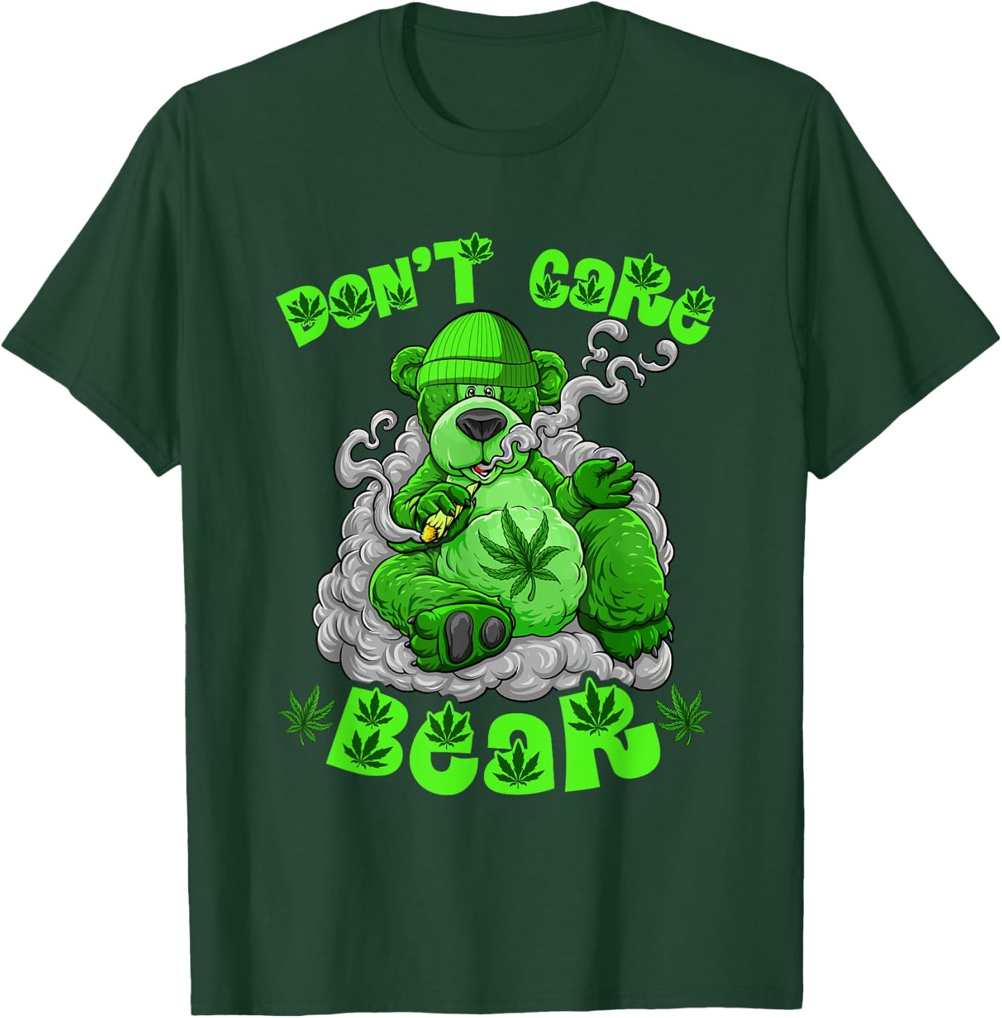 Funny Bear Smoking Weed Cannabis Marijuana 420 Stoner T-Shirt - T-Shirt | Forest