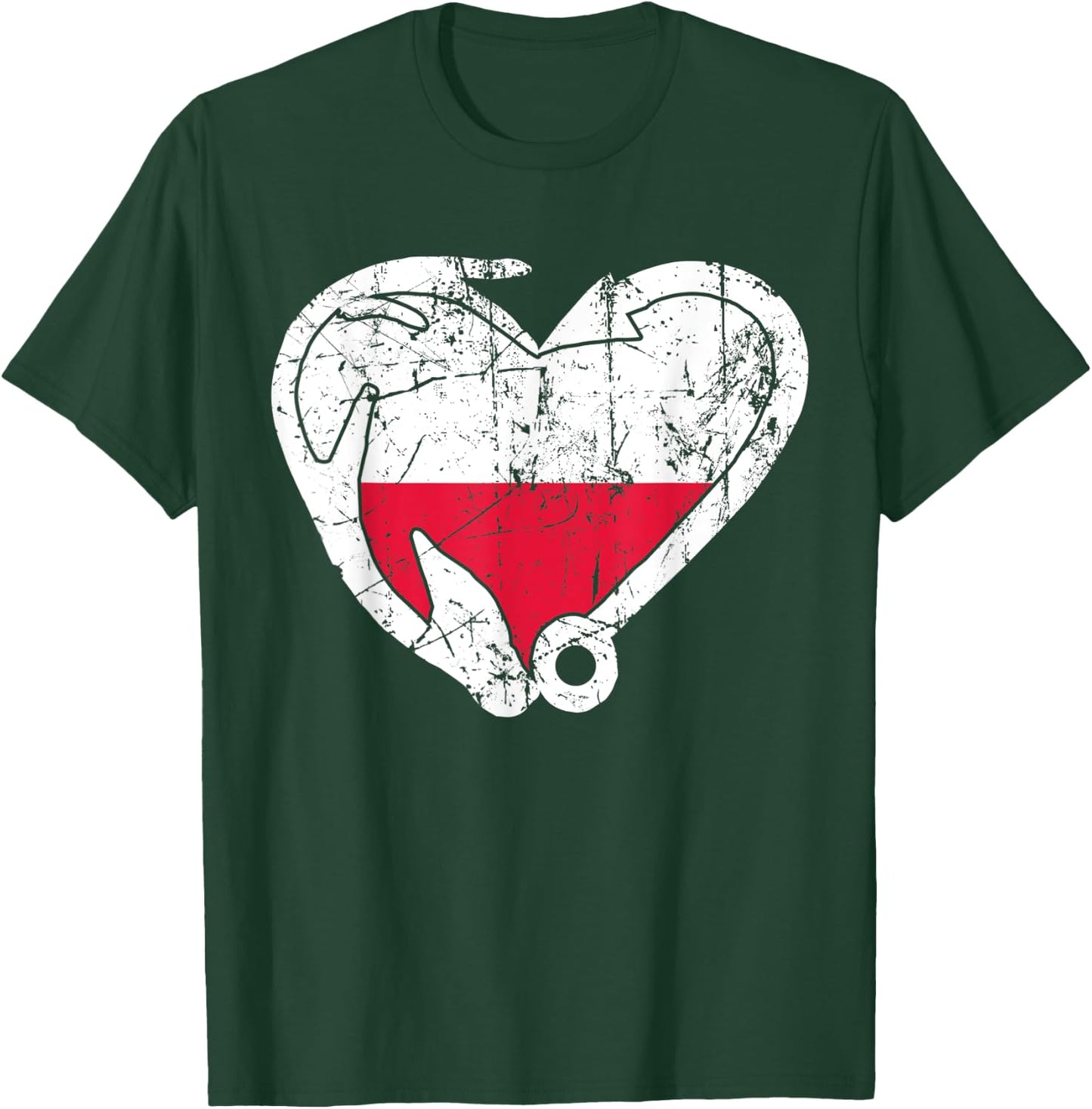 Fishing And Hunting - Fish Hook Elk Antler Polish Flag T-Shirt - T-Shirt | Forest